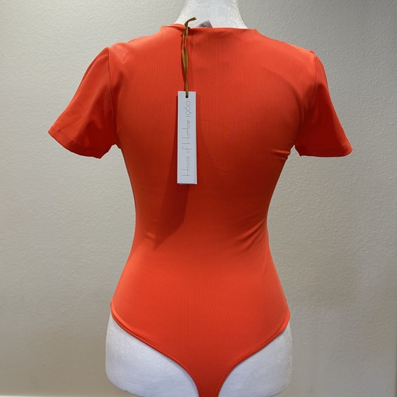 House of Harlow women’s orange ribbed bodysuit size extra small - Picture 4 of 6